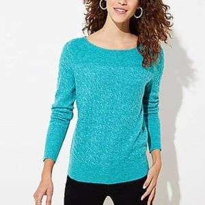 Loft Ribbed Cable Knit Teal Sweater